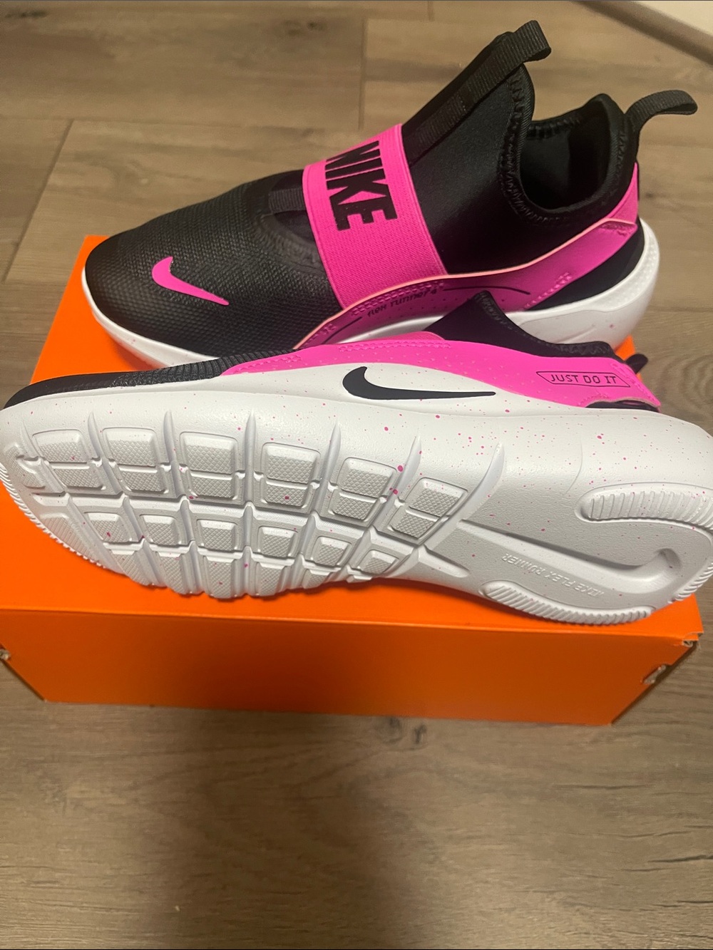 Nike Black Slip-On Sneakers with Hot Pink Accents - Picture 3 of 8